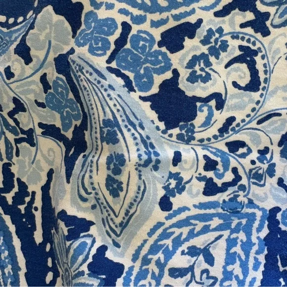 J. Jill Blue & White Paisley Wide-Leg Ankle Pants Rayon Size M Boho Chic - Picture 6 of 9